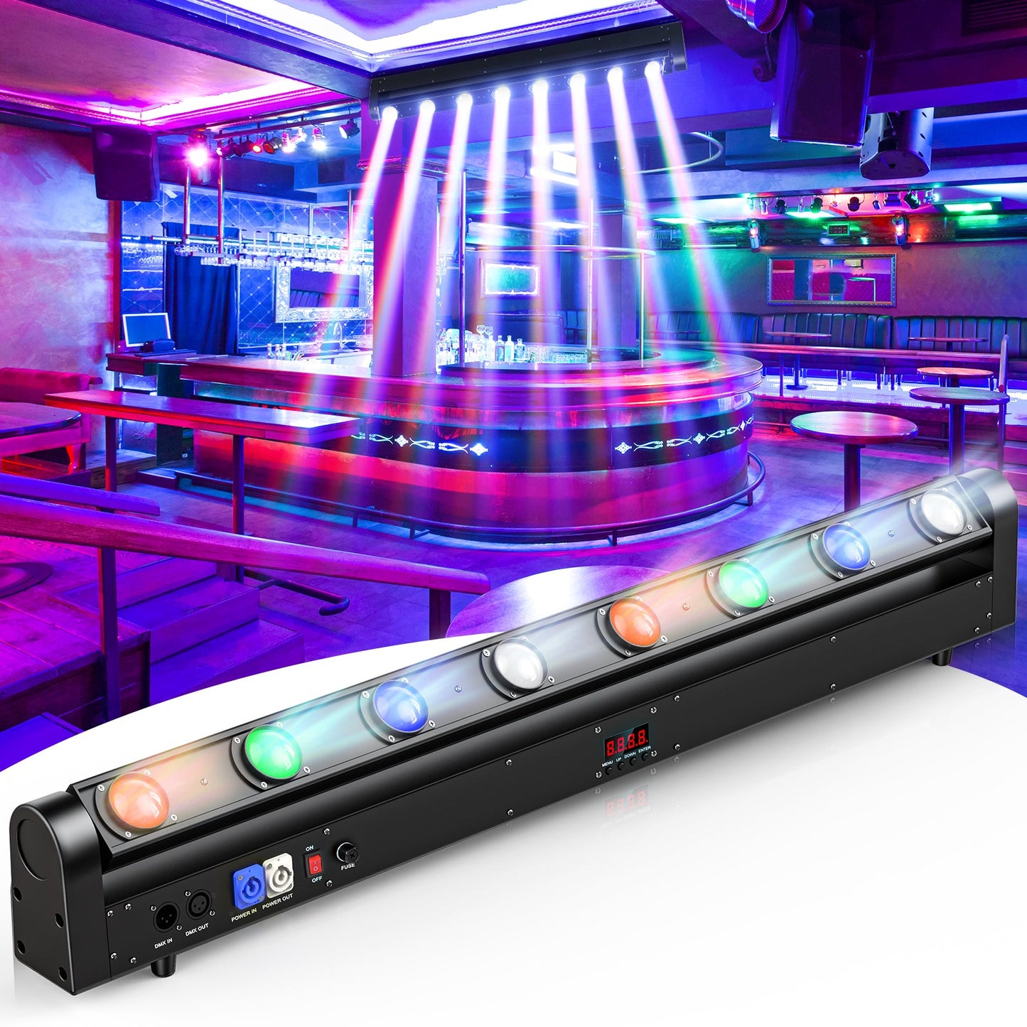 KTVLIGHTS 120W RGBW Beam Moving Head Light for DJ Stage Shows -E46