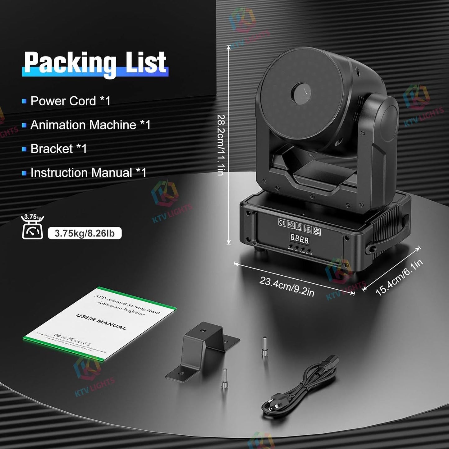 KTVLIGHTS 120W Bluetooth APP Animation Moving Head Light-A32