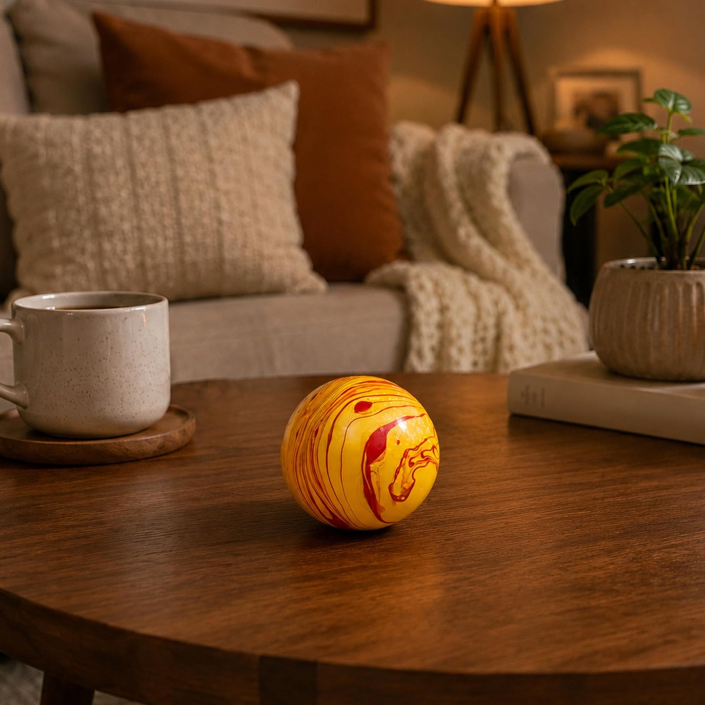 Marble Swirl Orb 2-Inch Squishy Stress Reliever | Orange