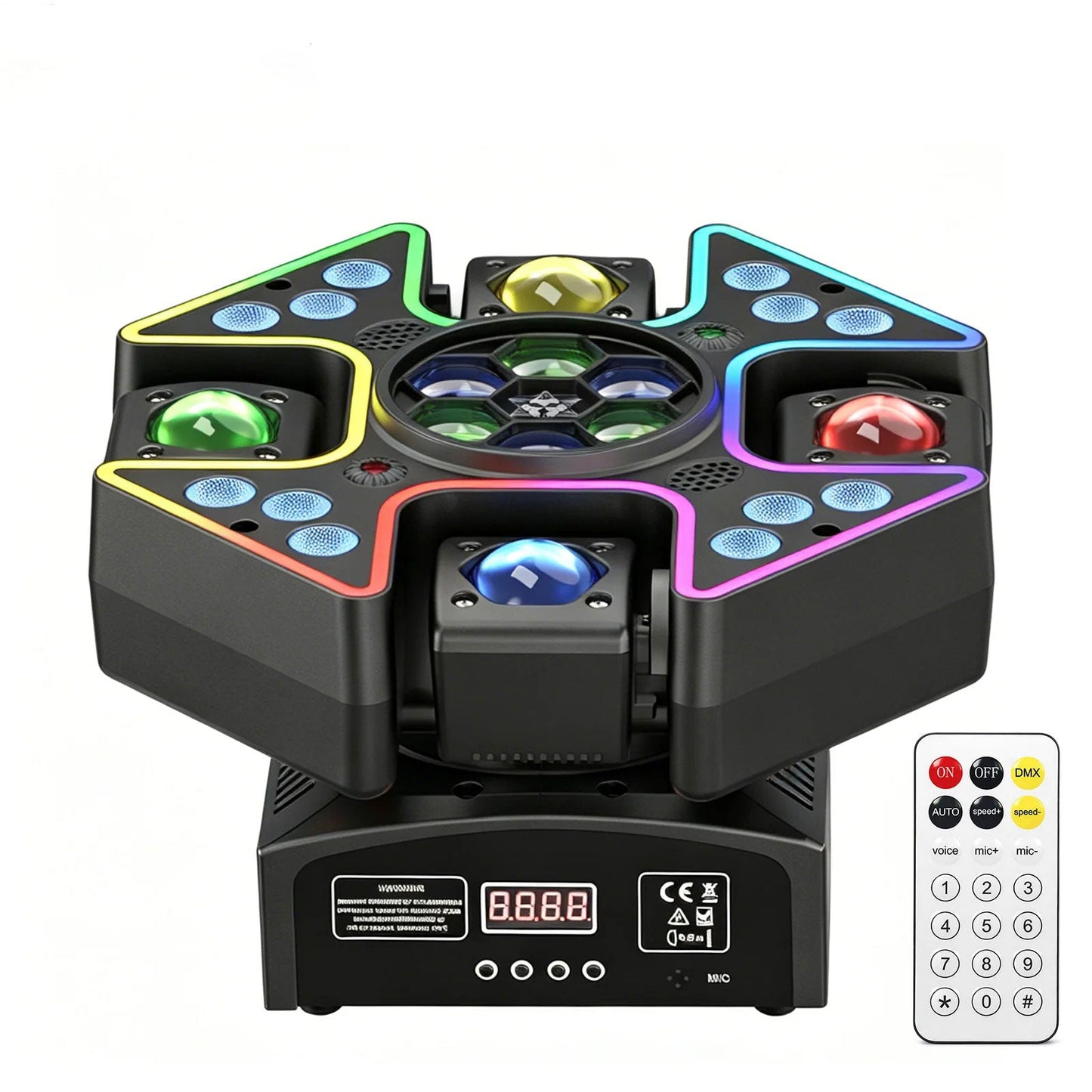 KTVLIGHTS 100W 4-Arm RGBW Moving Head DJ Stage Light DMX Party- E79
