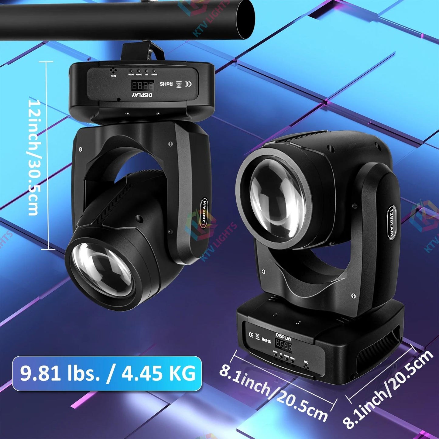 KTVLIGHTS 150W RGBW DMX Moving Head DJ Stage Light for Events- E80