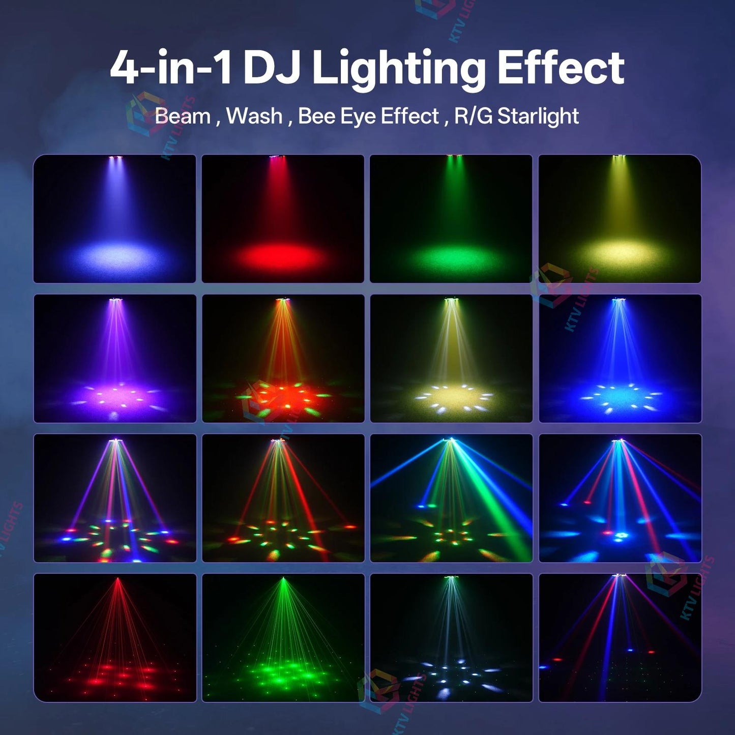KTVLIGHTS 100W 4-Arm RGBW Moving Head DJ Stage Light DMX Party- E79