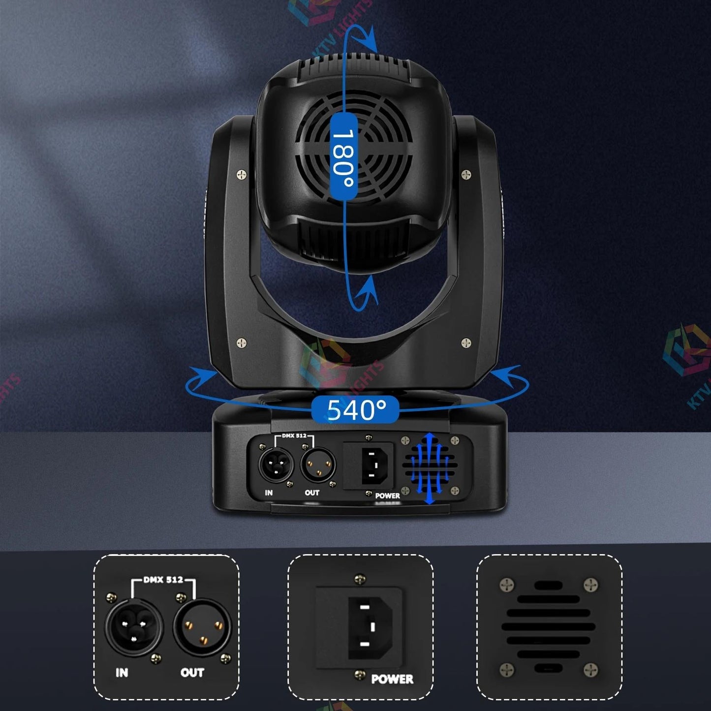 KTVLIGHTS 150W RGBW DMX Moving Head DJ Stage Light for Events- E80