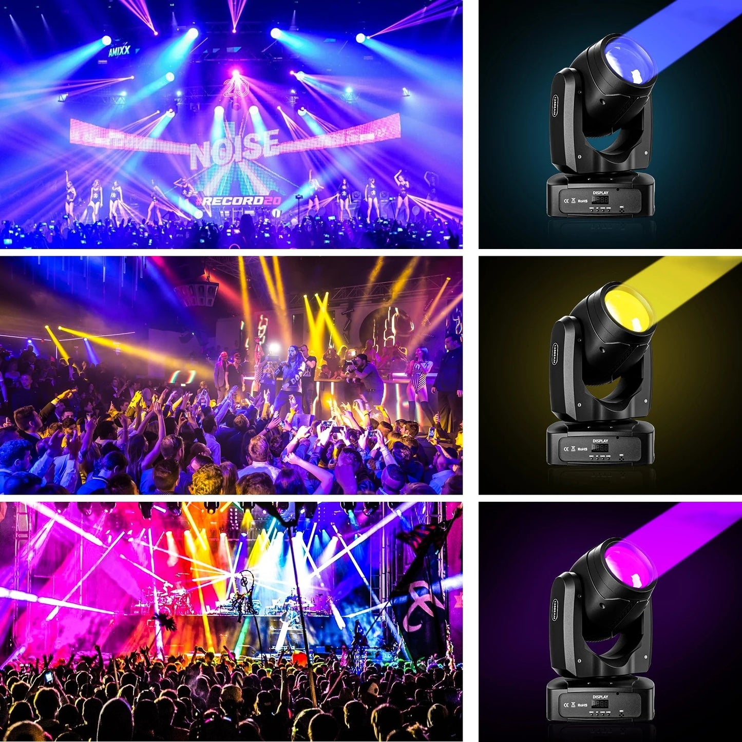 KTVLIGHTS 150W RGBW DMX Moving Head DJ Stage Light for Events- E80