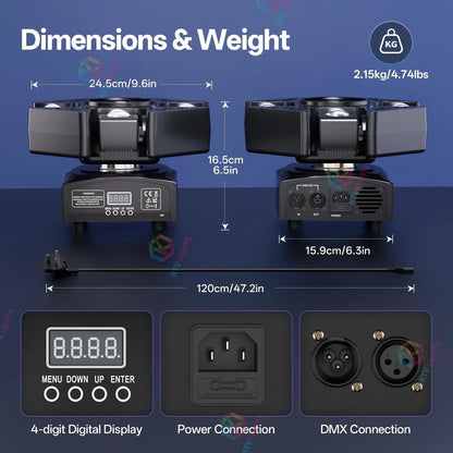 KTVLIGHTS 100W 4-Arm RGBW Moving Head DJ Stage Light DMX Party- E79