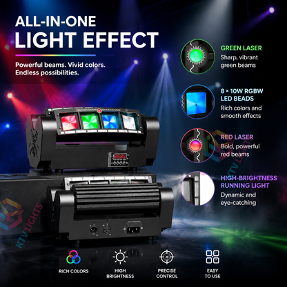 KTVLIGHTS 4-in-1 RGBW LED Moving Head Light for Party Shows-E23