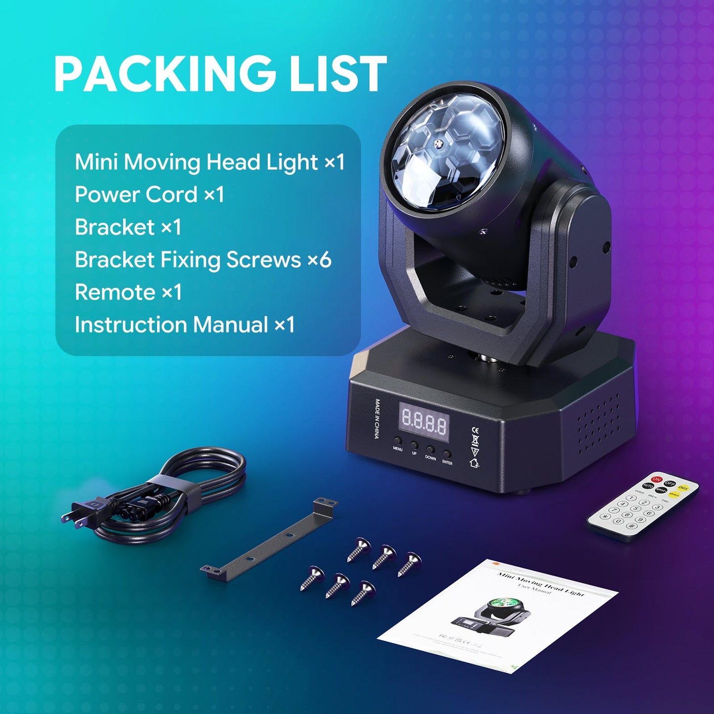 KTVLIGHTS RGBW Mini Magic Ball Moving Head Light DJ Stage Lighting-E77