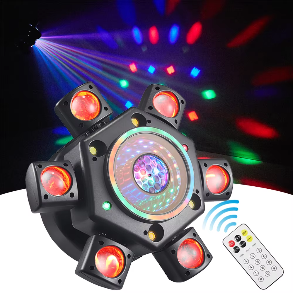 KTVLIGHTS 120W Six Arm Moving Head Light RGBW DJ Stage Lighting-E9