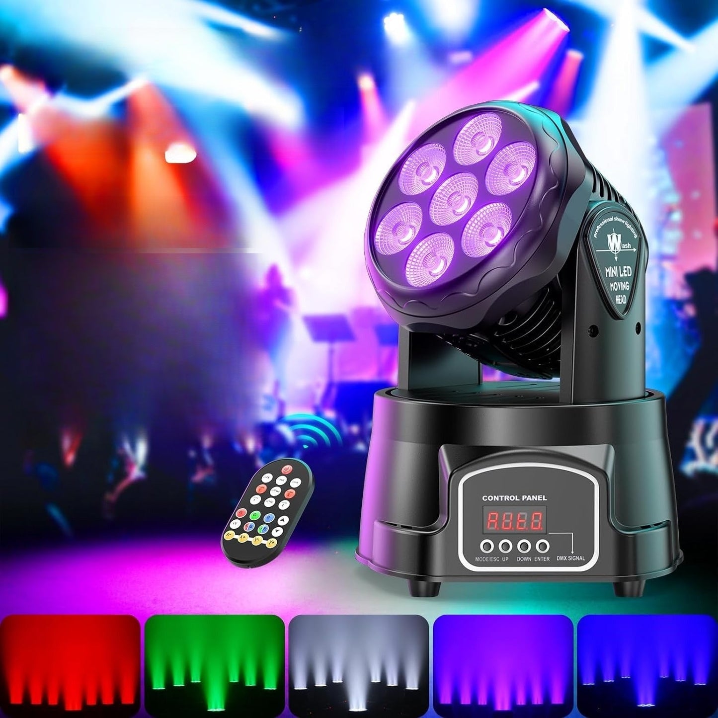 KTVLIGHTS 6 RGBW LED Stage Wash Light Moving Head for DJ Events - P9