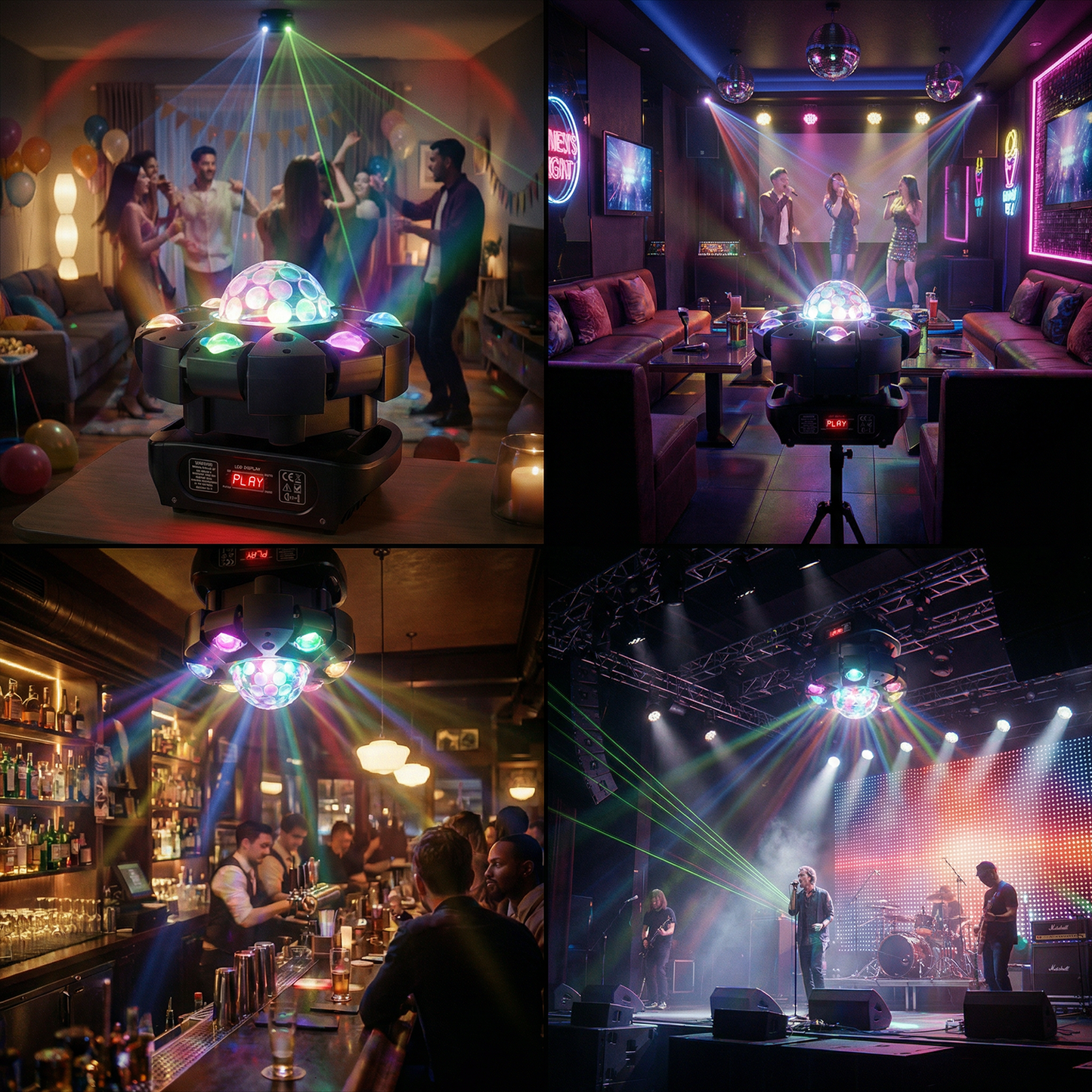 KTVLIGHTS LED Six Arm Moving Magic Ball Light DJ Stage Lighting-E74