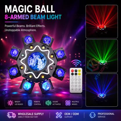 KTVLIGHTS Magic Ball 8 Arm Moving Head Laser DJ Stage Light-E86