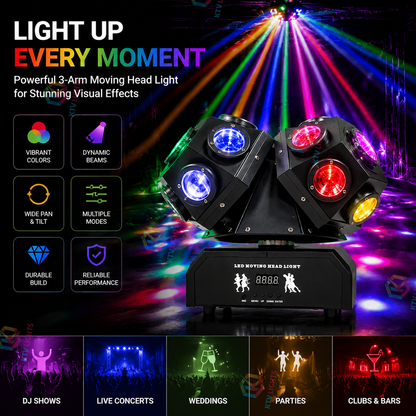 KTVLIGHTS Three Arm Moving Head Light for DJ Stage & Events-B7