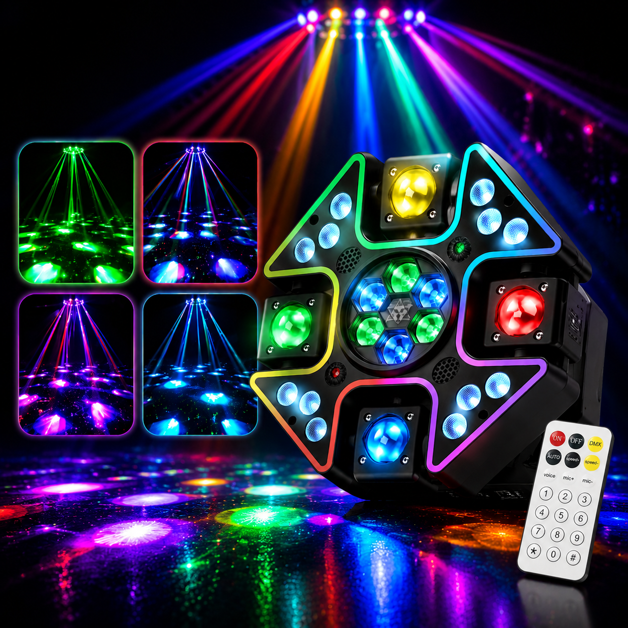 KTVLIGHTS 100W 4-Arm RGBW Moving Head DJ Stage Light DMX Party- E79
