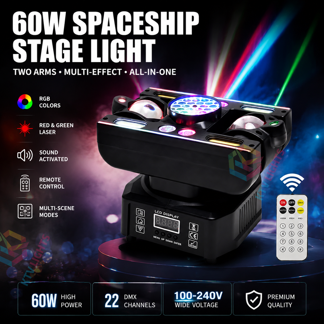 KTVLIGHTS 60W Snowflake Stage Light DJ Disco Party Lighting-E83