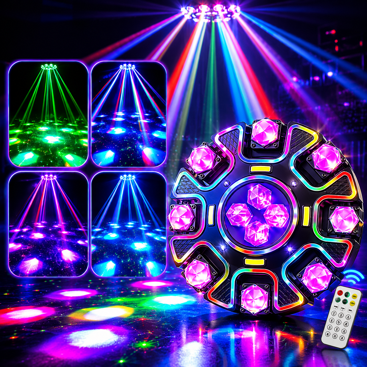 KTVLIGHTS 16-Arm Bee Eye Laser Moving Head DJ Party Light - E78