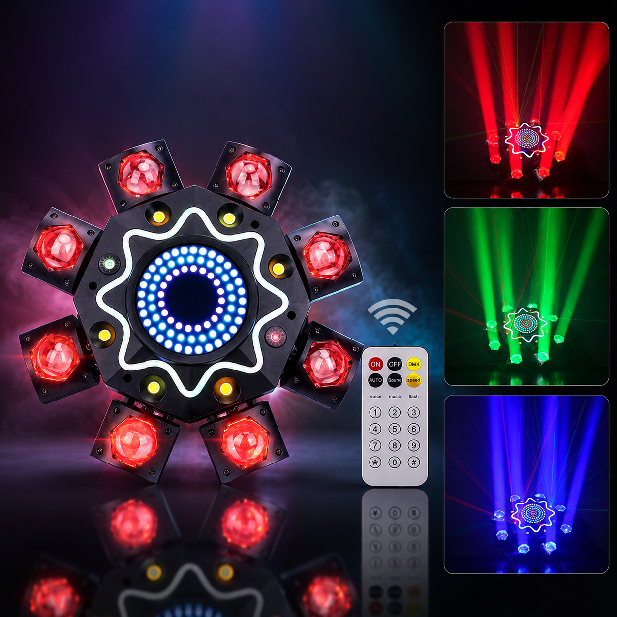 KTVLIGHTS 8-Arm RGB Laser Moving Head Light DJ Party Stage Light-E87