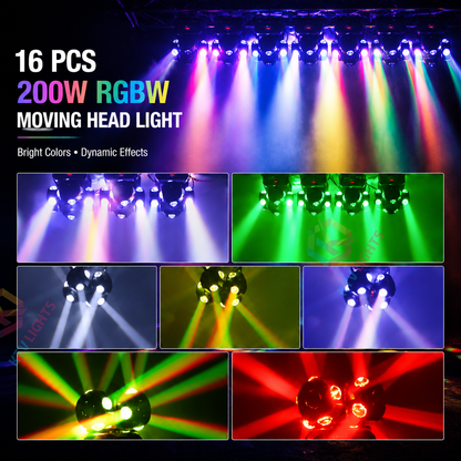 KTVLIGHTS LED 200W RGBW Moving Head Light DMX512 DJ Stage Lighting - E49