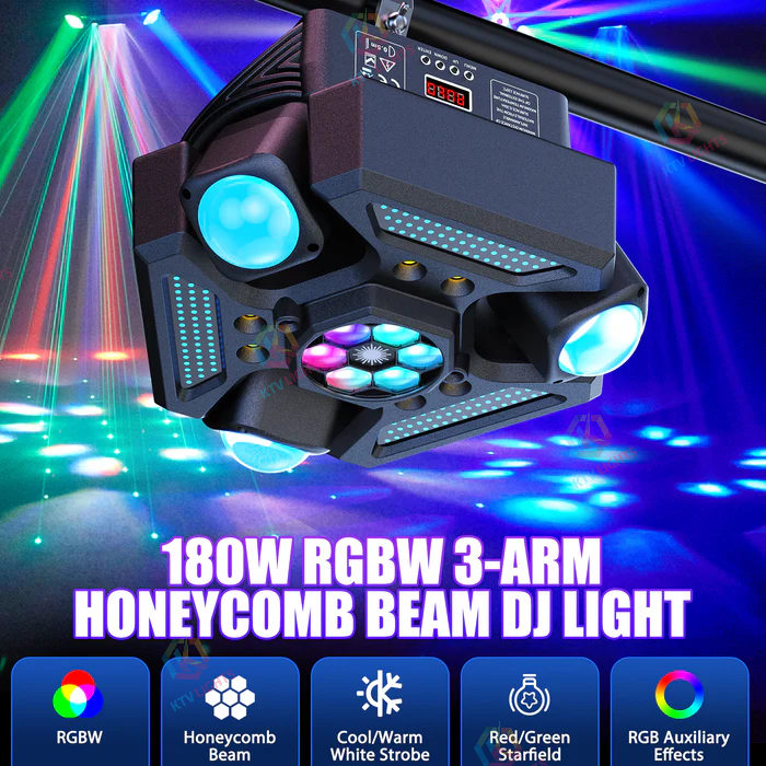 KTVLIGHTS 220W RGBW 4-in-1 Moving Head Light DJ Stage Lighting - E31