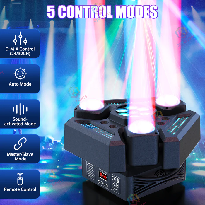 KTVLIGHTS 220W RGBW 4-in-1 Moving Head Light DJ Stage Lighting - E31
