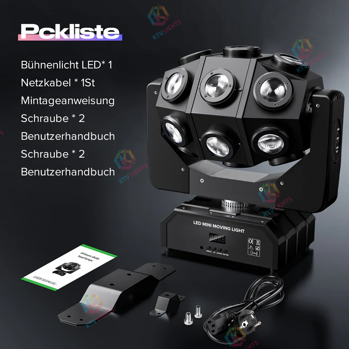 KTVLIGHTS 180W RGBW DMX512 Beam Moving Head DJ Stage Light-E33