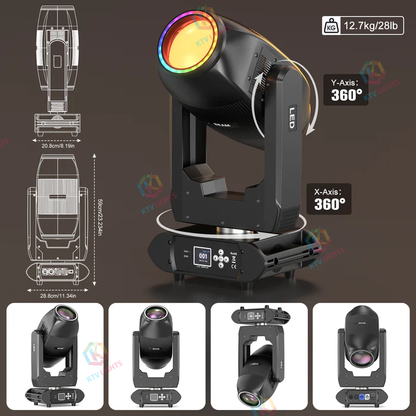 KTVLIGHTS 200W Dual Beam Moving Head DJ Stage Light 18 Prism-E36