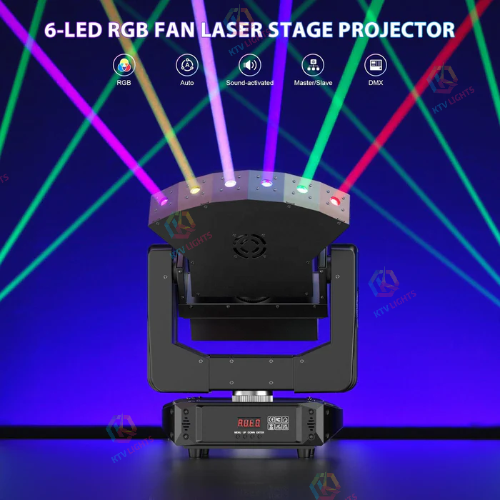 KTVLIGHTS 6 Eye RGB Infinite Rotation Laser Moving Head Light - E38