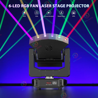 KTVLIGHTS 6 Eye RGB Infinite Rotation Laser Moving Head Light - E38