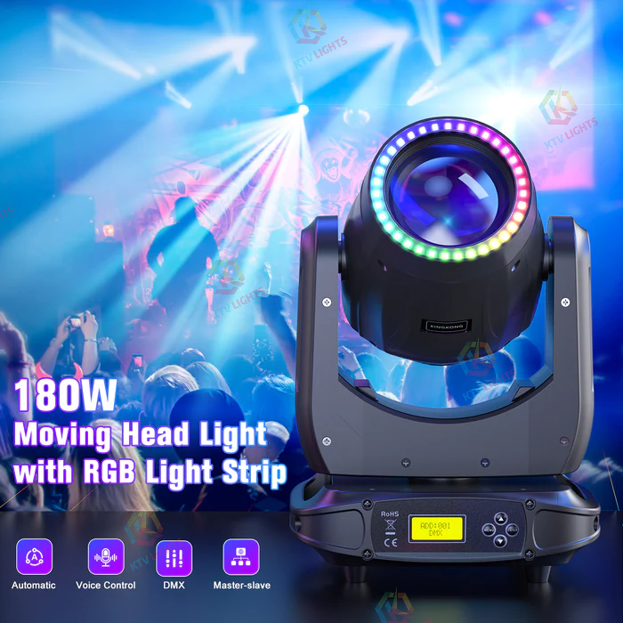 KTVLIGHTS 180W Rainbow Beam Pattern Moving Head DJ Stage Light-E43