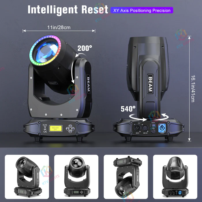 KTVLIGHTS 180W Rainbow Beam Pattern Moving Head DJ Stage Light-E43