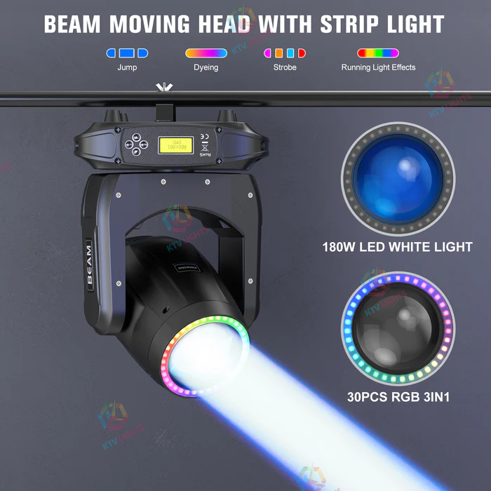 KTVLIGHTS 180W Rainbow Beam Pattern Moving Head DJ Stage Light-E43