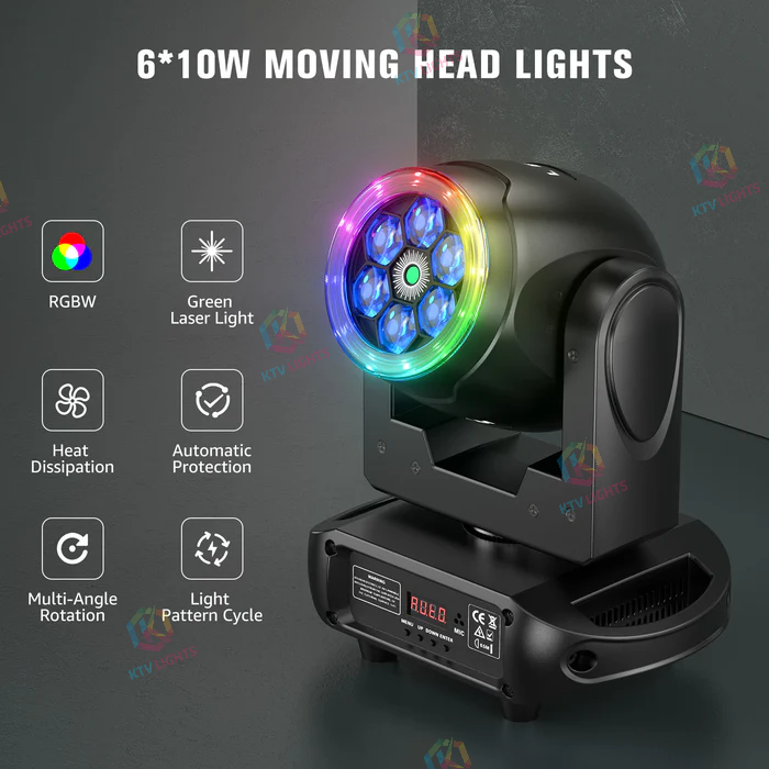 KTVLIGHTS 6 Bee Eye RGBW Moving Head Light for DJ Stage - E50
