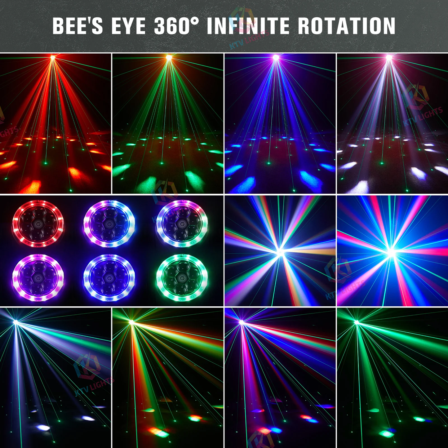 KTVLIGHTS 6 Bee Eye RGBW Moving Head Light for DJ Stage - E50