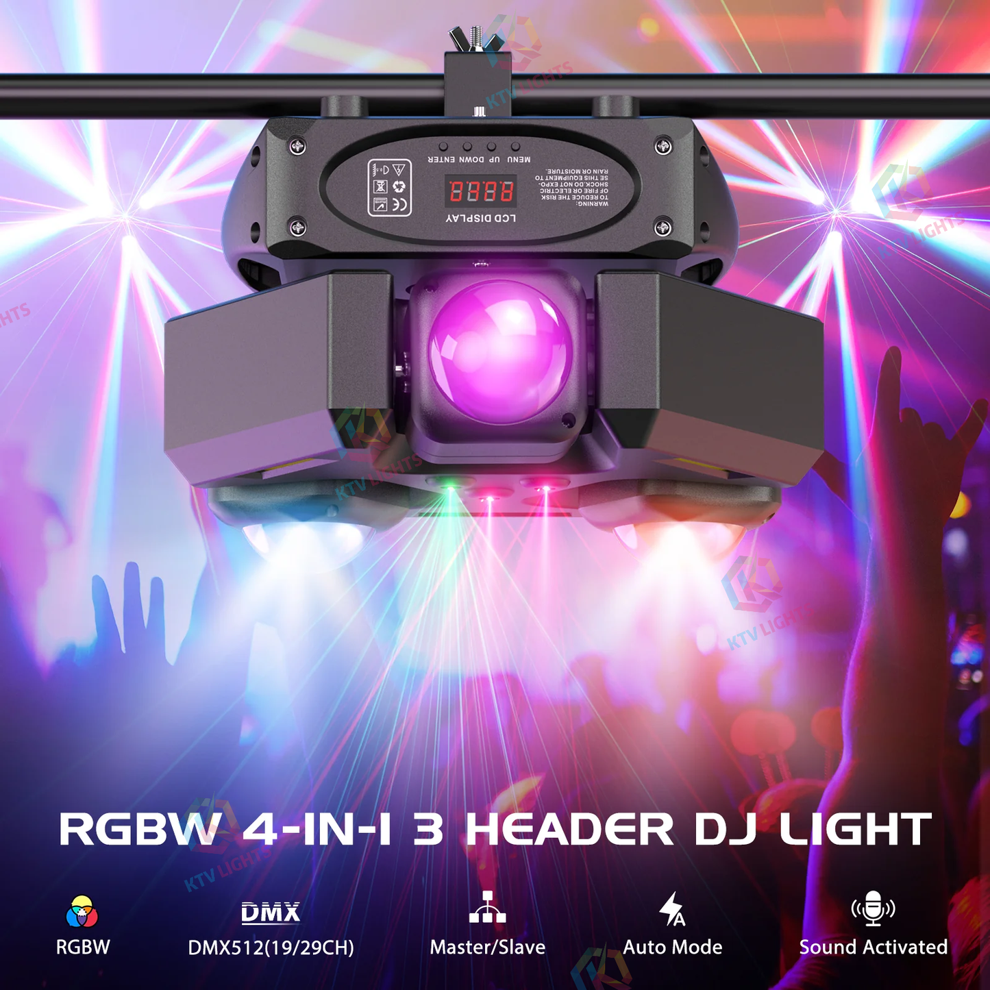 KTVLIGHTS 120W RGBW 4-in-1 LED Moving Head DJ Stage Light -E37