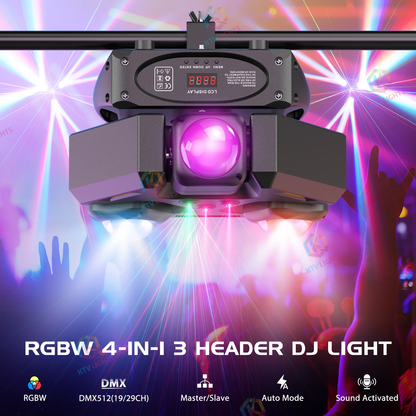 KTVLIGHTS 120W RGBW 4-in-1 LED Moving Head DJ Stage Light -E37