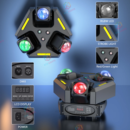 KTVLIGHTS 120W RGBW 4-in-1 LED Moving Head DJ Stage Light -E37