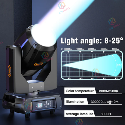KTVLIGHTS 380W 17R Prism Beam Moving Head DJ Stage Light - E35