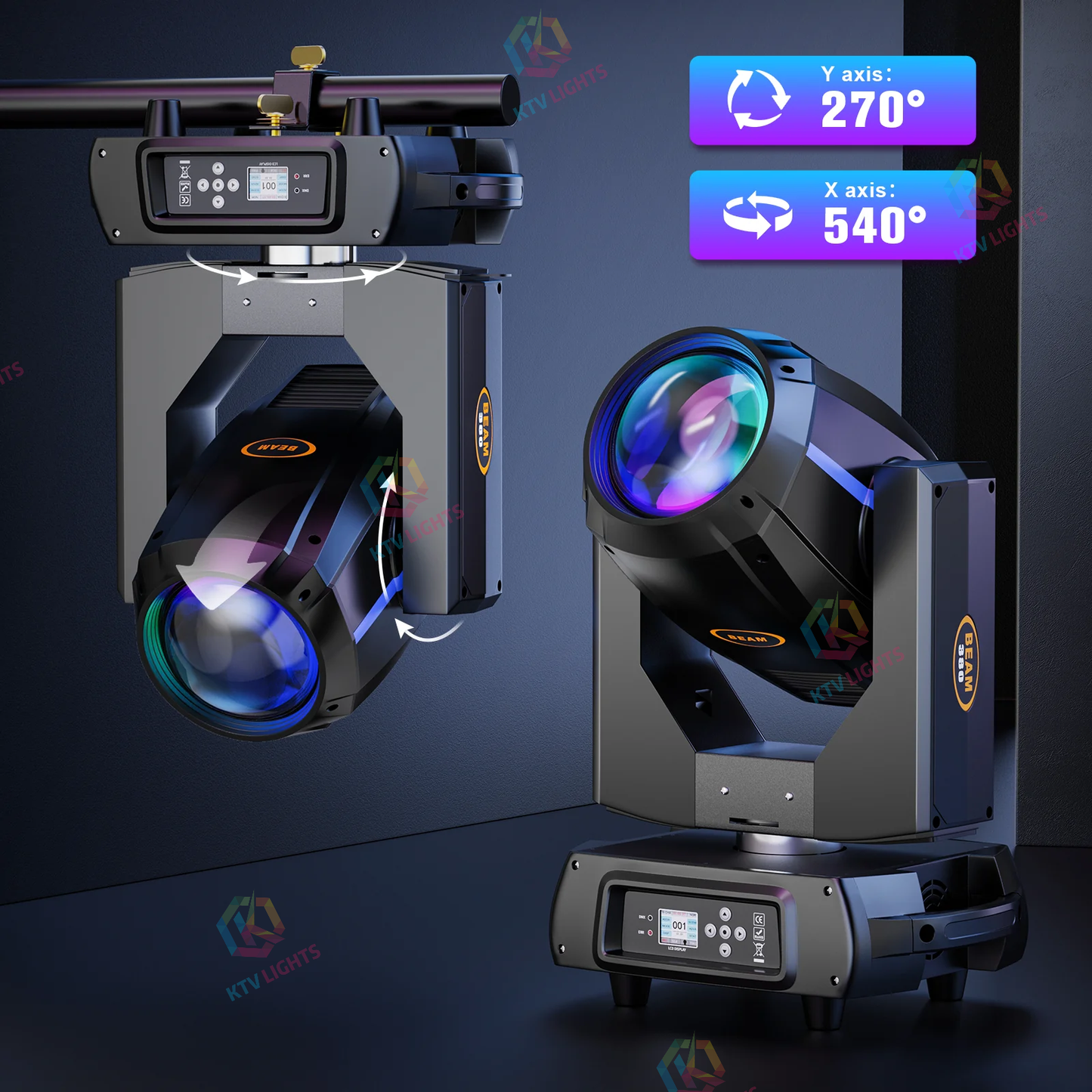 KTVLIGHTS 380W 17R Prism Beam Moving Head DJ Stage Light - E35