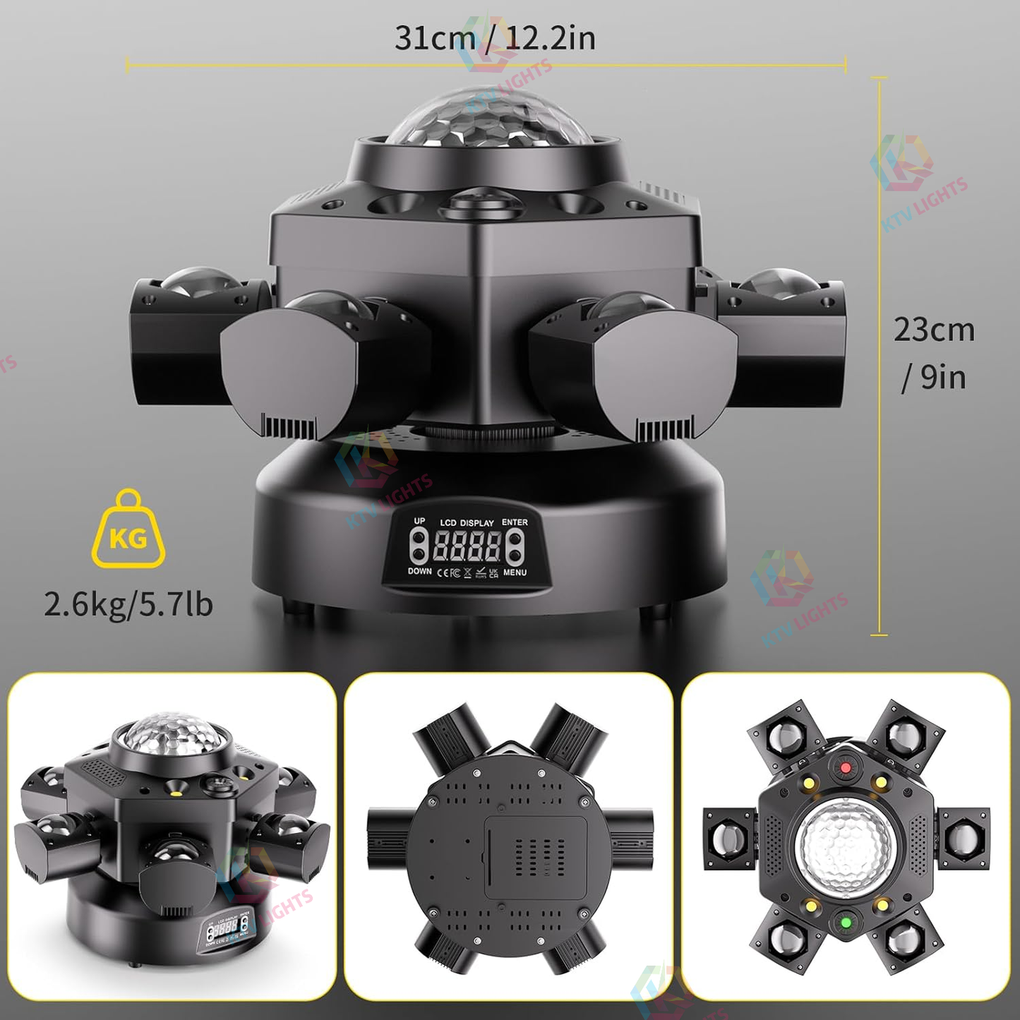 KTVLIGHTS 120W Six Arm Moving Head Light RGBW DJ Stage Lighting-E4