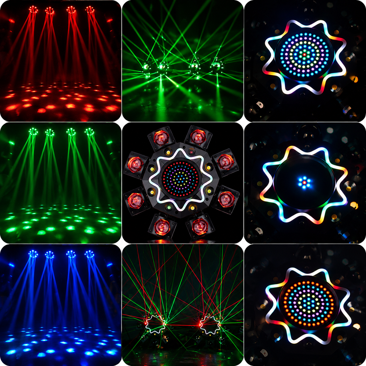 KTVLIGHTS 8-Arm RGB Laser Moving Head Light DJ Party Stage Light-E87