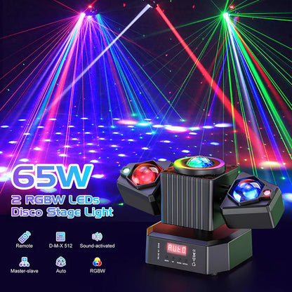 KTVLIGHTS 65W Dual Arm Moving Head Light RGBW DJ Stage Lighting - E14