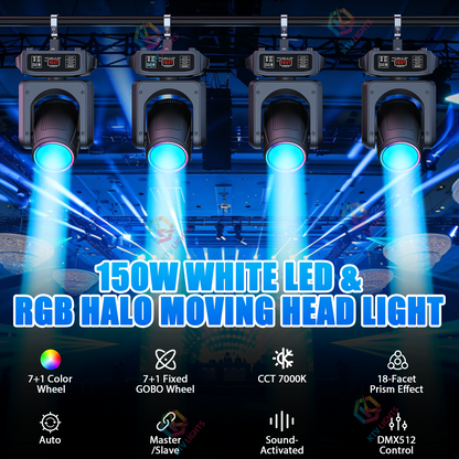KTVLIGHTS 150W RGB Halo Moving Head Light for DJ Stage & Events-E59