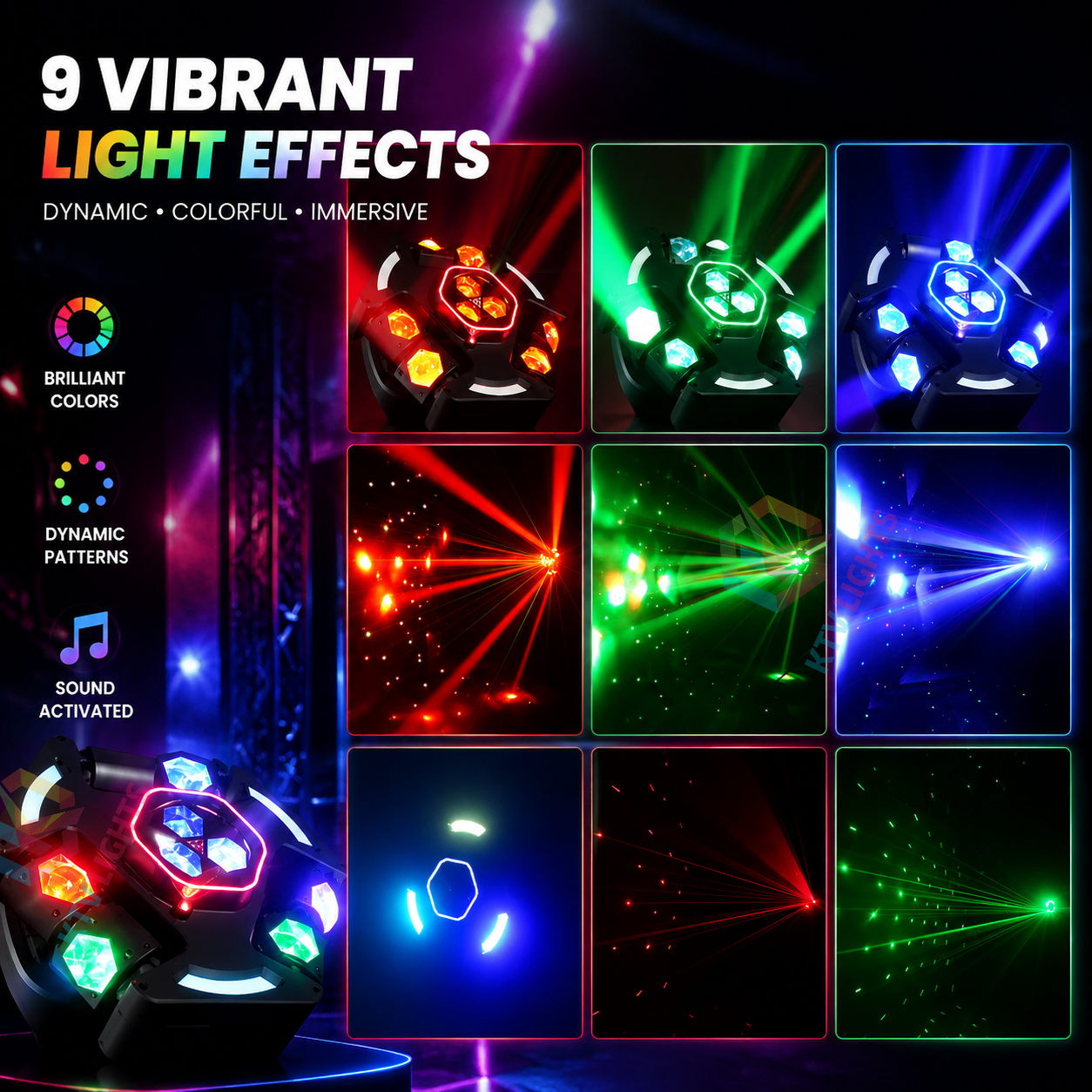 KTVLIGHTS 4-in-1 War God Moving Head Light RGBW DJ Stage Lighting-E56