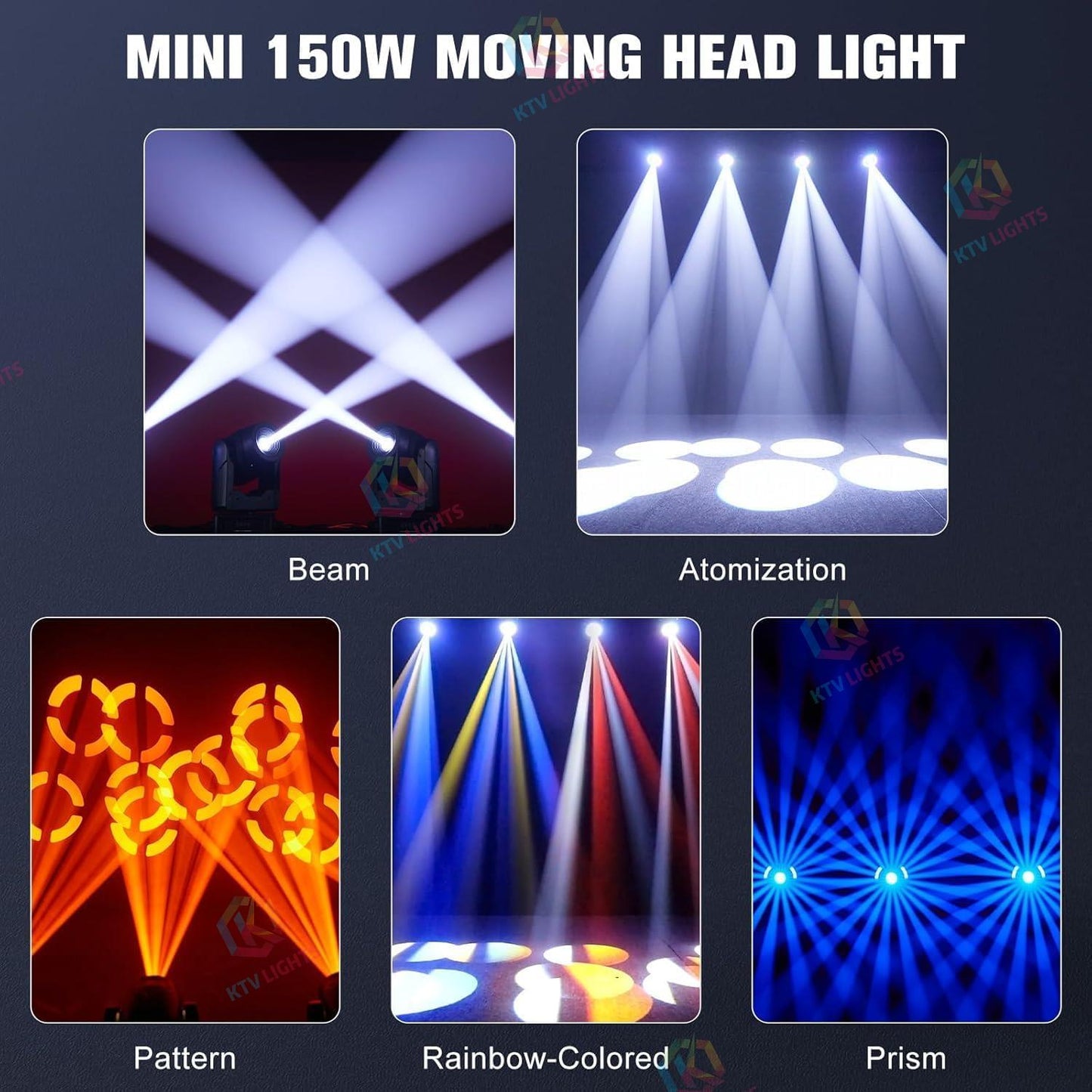 KTVLIGHTS 150W Ring Moving Head DJ Stage Light Party Effect-E52