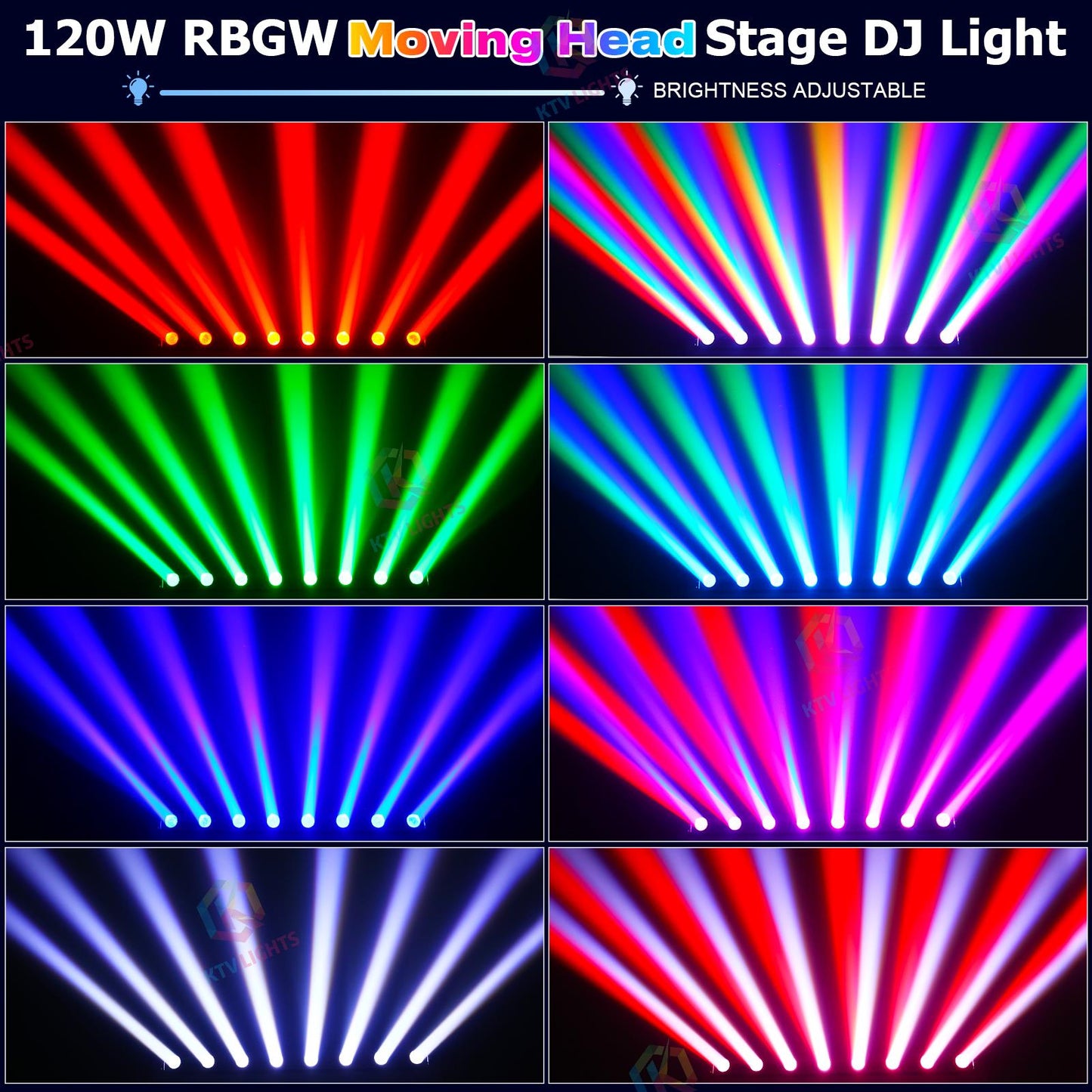 KTVLIGHTS 120W RGBW Beam Moving Head Light for DJ Stage Shows -E46