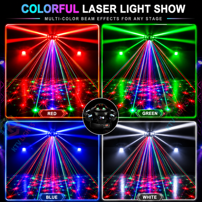 KTVLIGHTS Matrix Six Arm Laser Stage Light RGBW DJ Lighting - E69