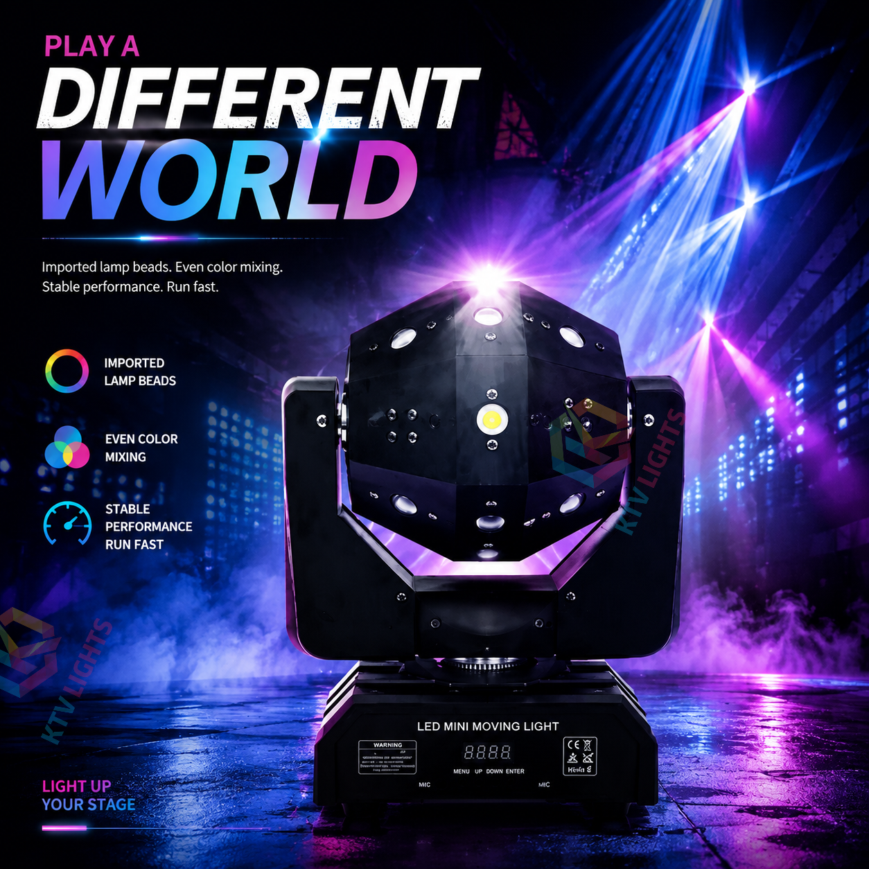 KTVLIGHTS 3-in-1 RGBW Laser Scanning Moving Head DJ Stage Light-B6