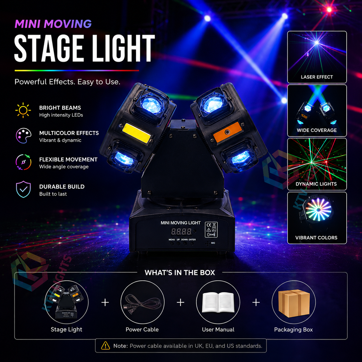KTVLIGHTS Twin Head RGB Laser Moving Head DJ Stage Light-E89