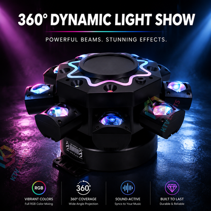 KTVLIGHTS 8-Arm RGB Laser Moving Head Light DJ Party Stage Light-E87