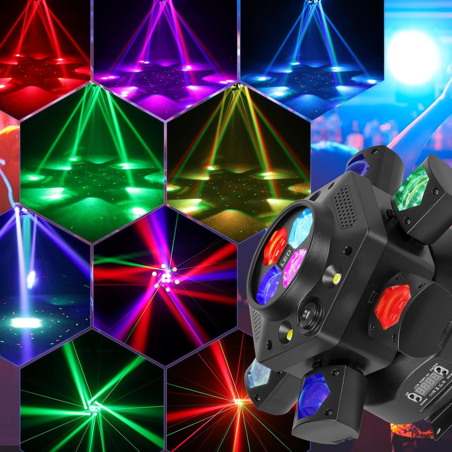 KTVLIGHTS 6 Arm Bee Eye Moving Head Stage Light RGB Effects-E3
