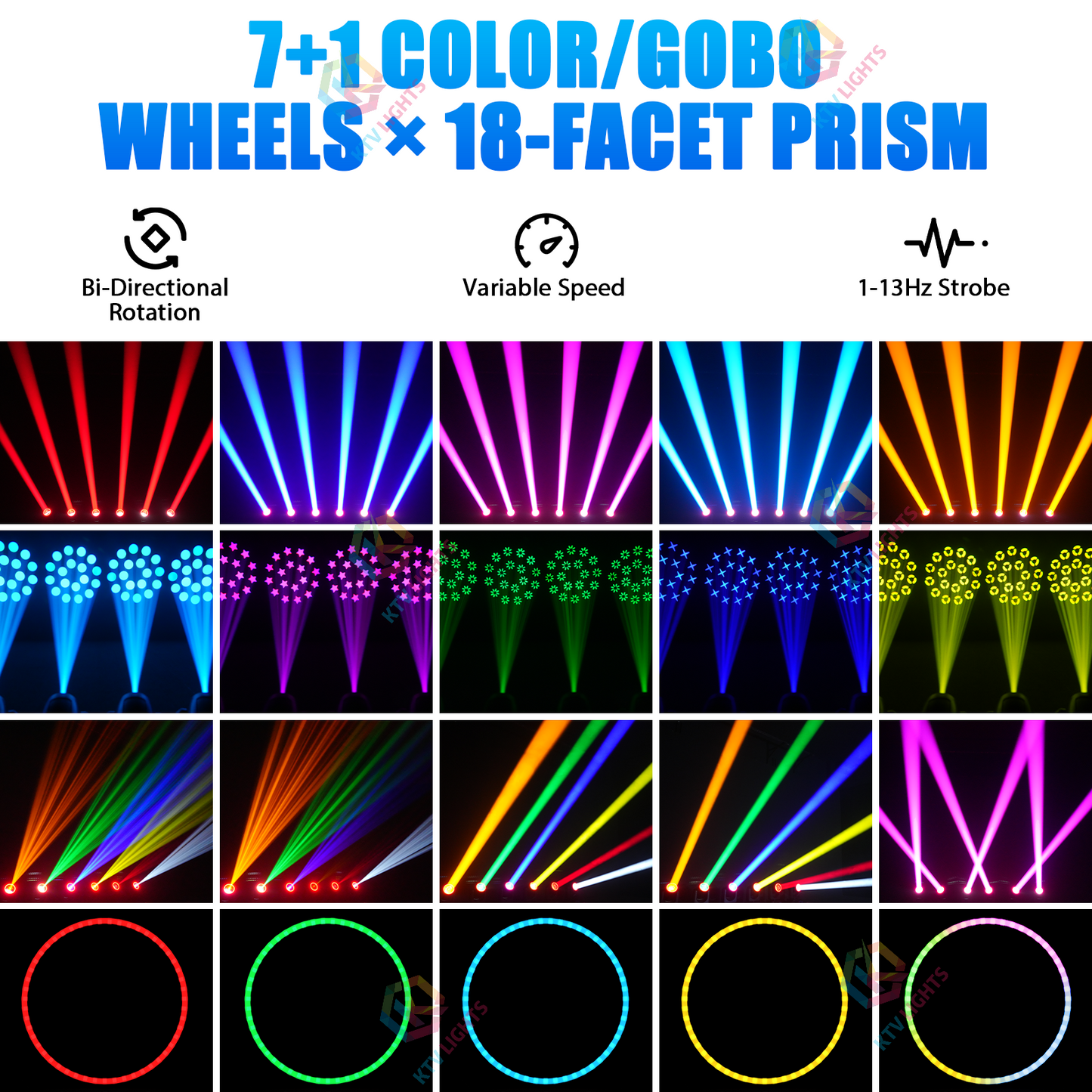 KTVLIGHTS 150W RGB Halo Moving Head Light for DJ Stage & Events-E59
